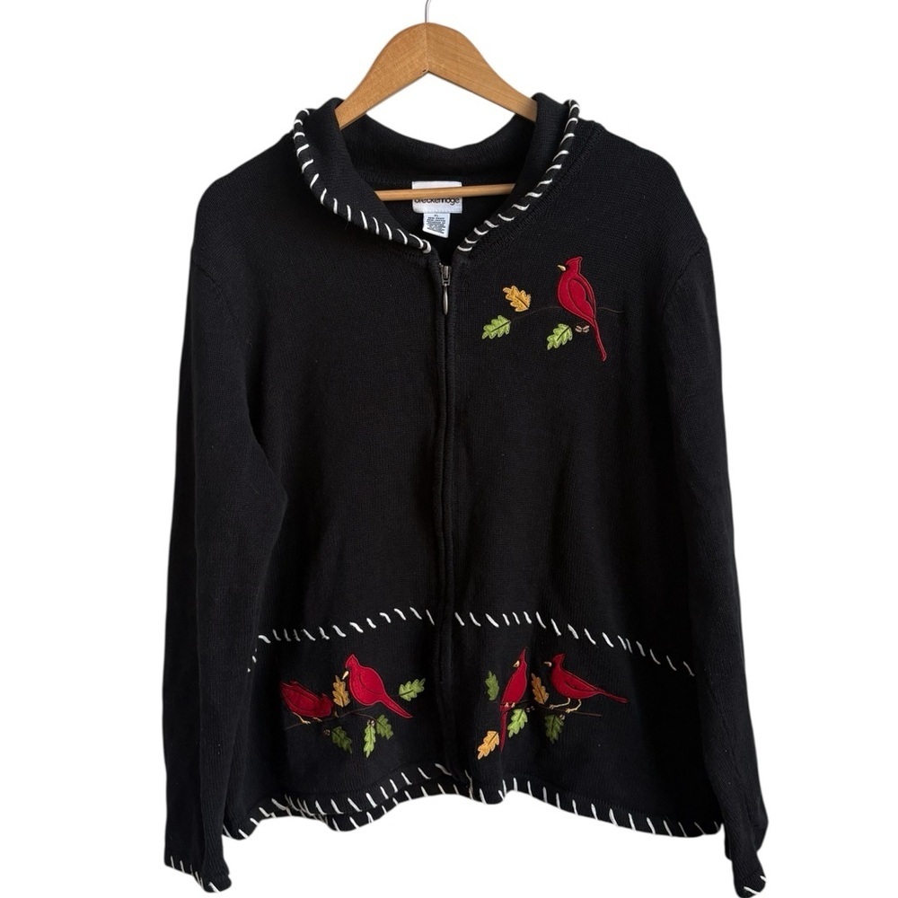 Breckenridge  Cardinal Bird Zip-Up Sweater – Size XL